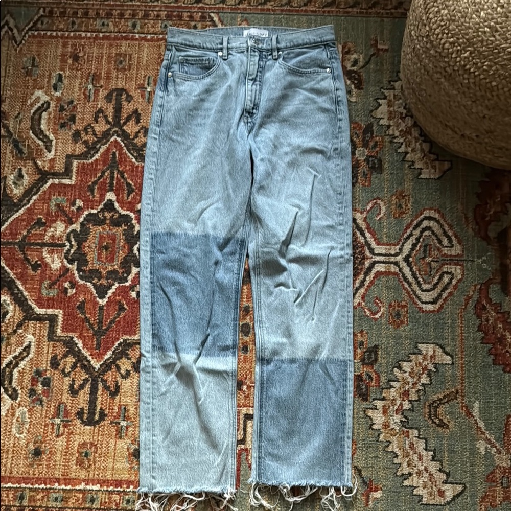 LOFT 90s Straight Patchwork Jeans